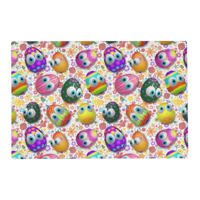 Cute and Funny Easter Eggs Cartoon Placemat (Front)