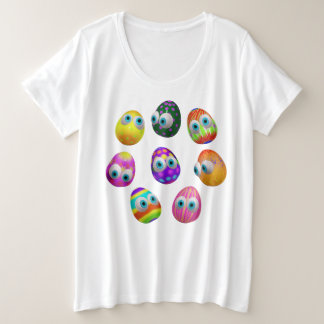 Cute and Funny Easter Eggs Cartoon Plus Size T-Shirt