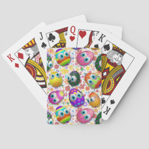 Cute and Funny Easter Eggs Cartoon Poker Cards