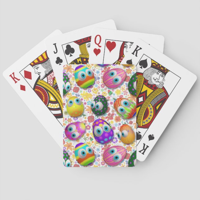 Cute and Funny Easter Eggs Cartoon Poker Cards (Back)