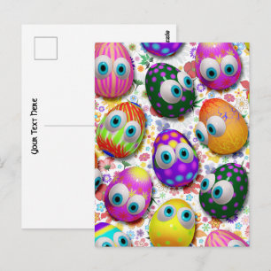 Cute and Funny Easter Eggs Cartoon Postcard