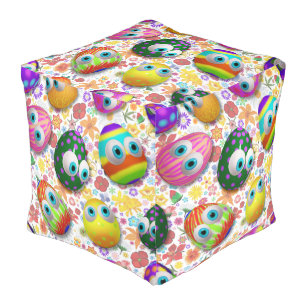 Cute and Funny Easter Eggs Cartoon Pouf
