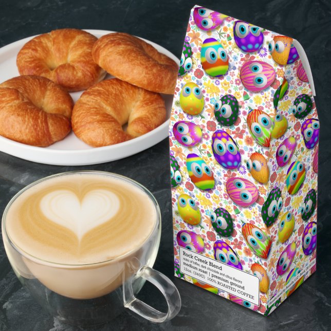 Cute and Funny Easter Eggs Cartoon Roasted Coffee (Breakfast)