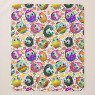 Cute and Funny Easter Eggs Cartoon Sherpa Blanket