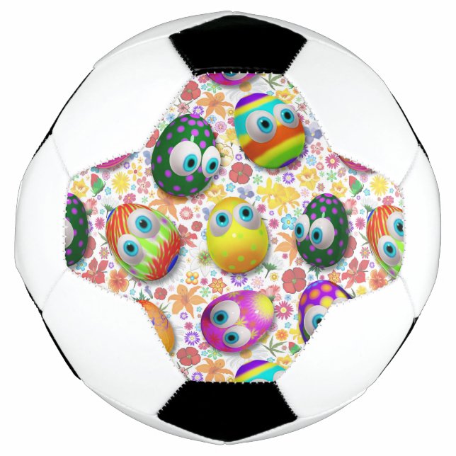 Cute and Funny Easter Eggs Cartoon Soccer Ball (Front)