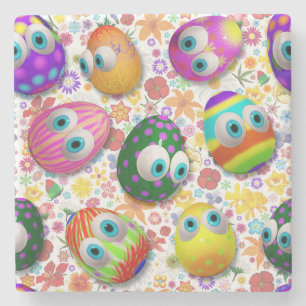 Cute and Funny Easter Eggs Cartoon Stone Coaster