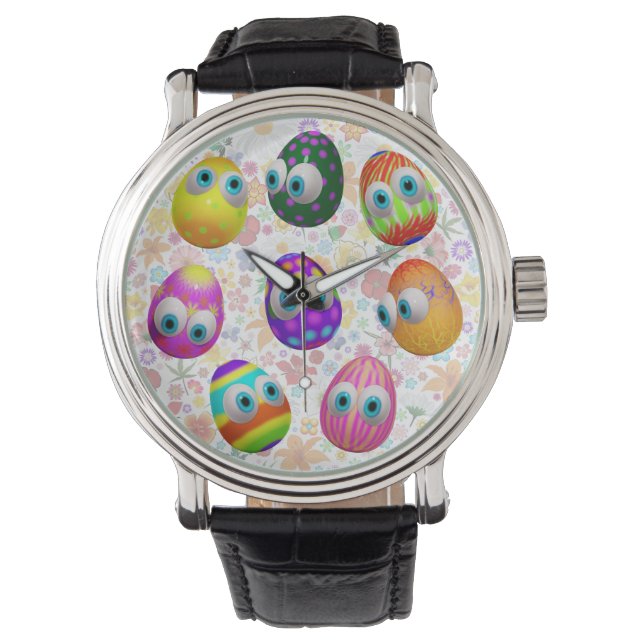 Cute and Funny Easter Eggs Cartoon Watch (Front)