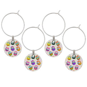 Cute and Funny Easter Eggs Cartoon Wine Charm