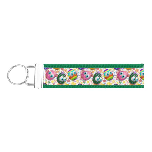 Cute and Funny Easter Eggs Cartoon Wrist Keychain (Keys on Left)