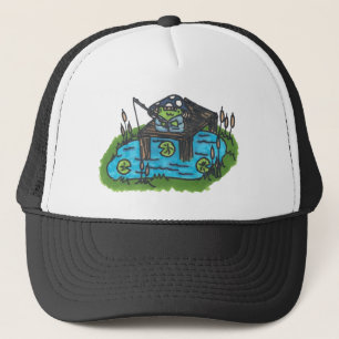 Cute and Funny Fishing Frog Trucker Hat