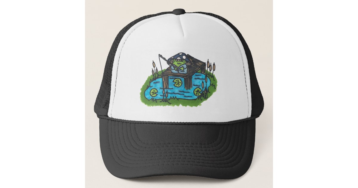 Cute and Funny Fishing Frog Trucker Hat