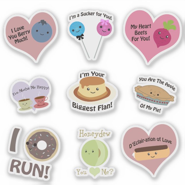 Cute and Funny Food Puns Sticker (Front)