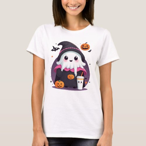 cute and funny ghost halloween chocolate  T_Shirt