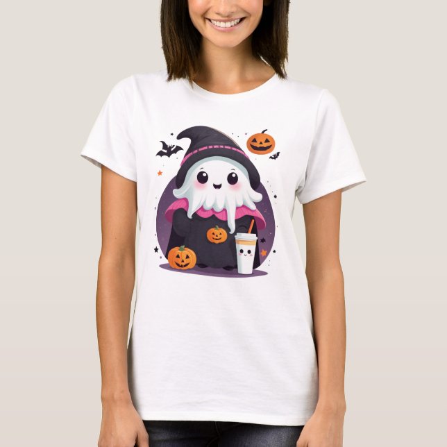 cute and funny ghost halloween chocolate  T-Shirt (Front)