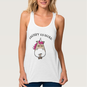 Cute and funny grumpy crazy unicorn Tank Top