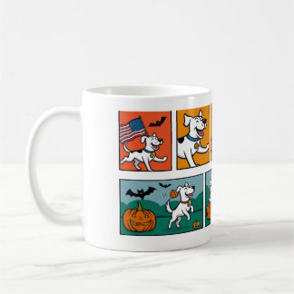 Cute and Funny Halloween Mug with Ghosts and Dog