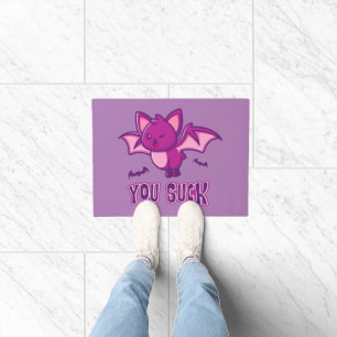 Cute and Funny Halloween Vampire Bats You Suck Doormat