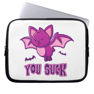 Cute and Funny Halloween Vampire Bats You Suck Laptop Sleeve