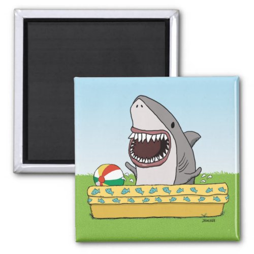 Cute and Funny Happy Shark in Pool  Magnet