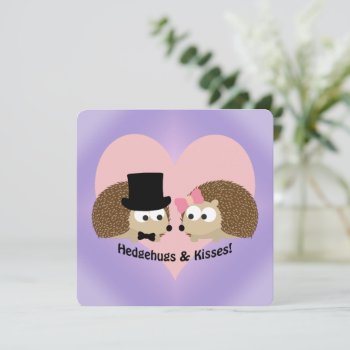 Cute And Funny Hedgehugs And Kisses Card by Egg_Tooth at Zazzle