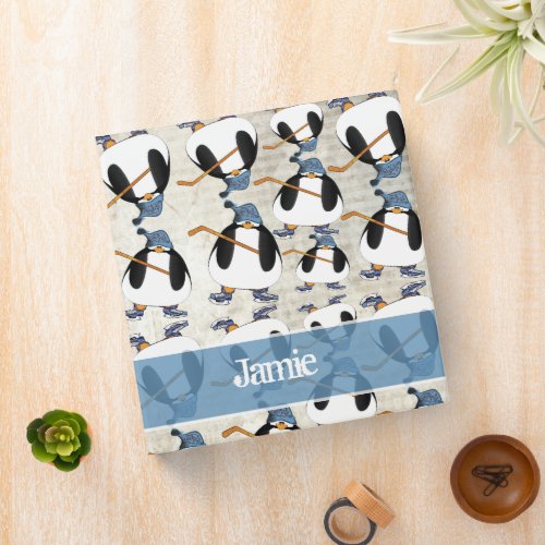Cute and Funny Hockey Penguin Pattern Binder