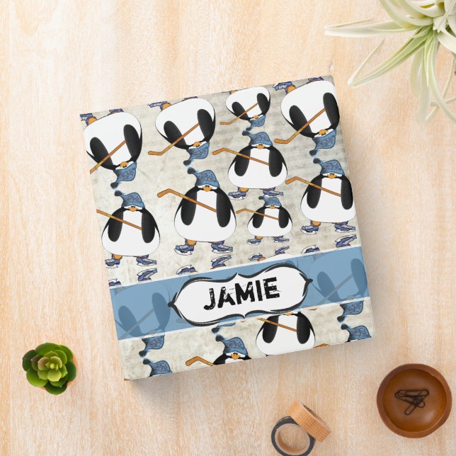 Cute and Funny Hockey Penguin Pattern Binder (In Situ)