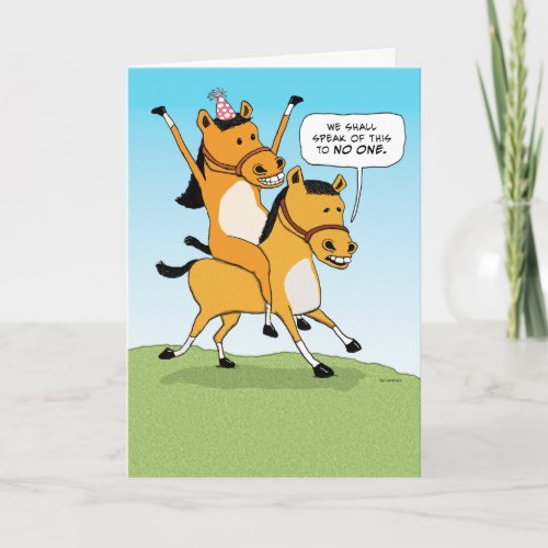 Cute and Funny Horse Riding Horse Birthday Card