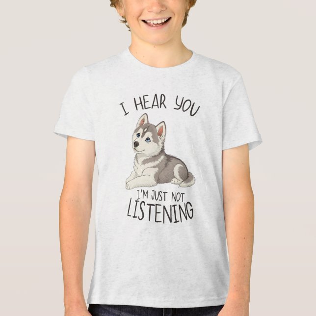 Cute and Funny Husky Tri-Blend Shirt (Front)