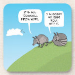 Cute And Funny Just Roll With It Armadillos Beverage Coaster at Zazzle
