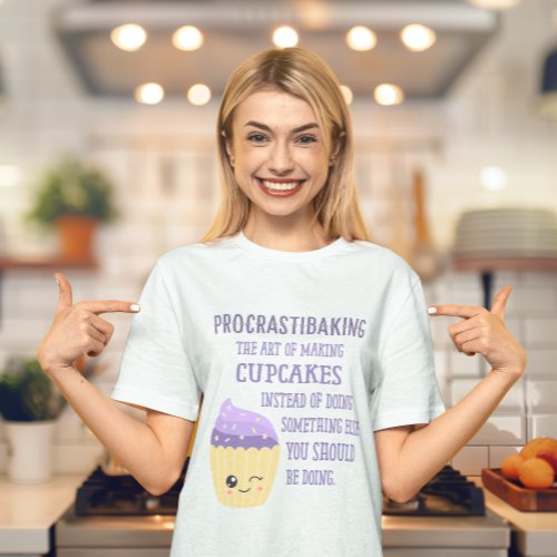 Cute and Funny Kawaii Cupcake Procrastibaking T_Shirt