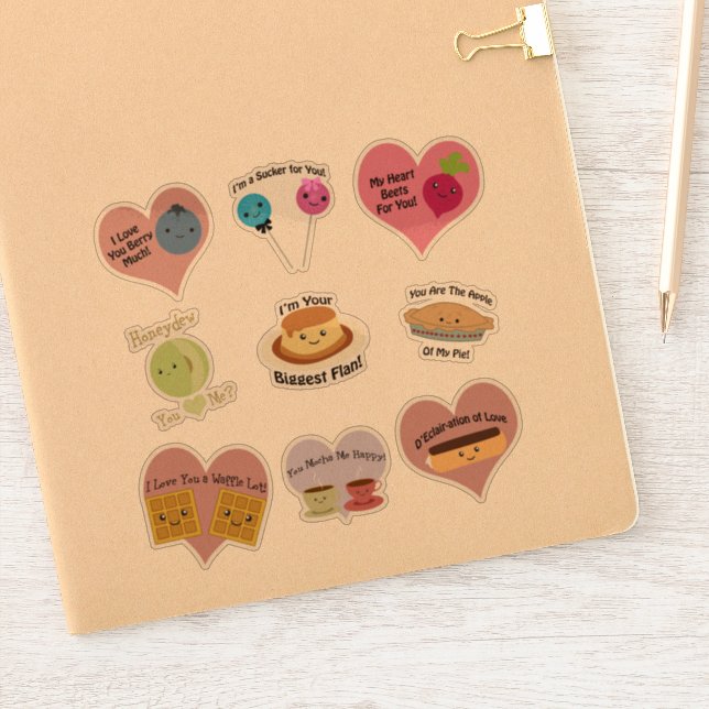 Cute and Funny Kawaii Love Food Puns Sticker (Notebook)