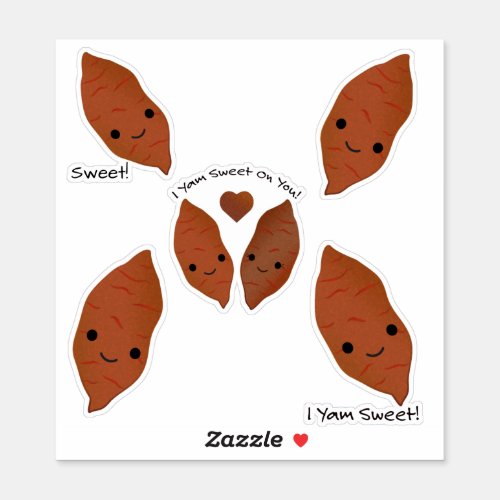 Cute and funny Kawaii Sweet Potato Sticker Set