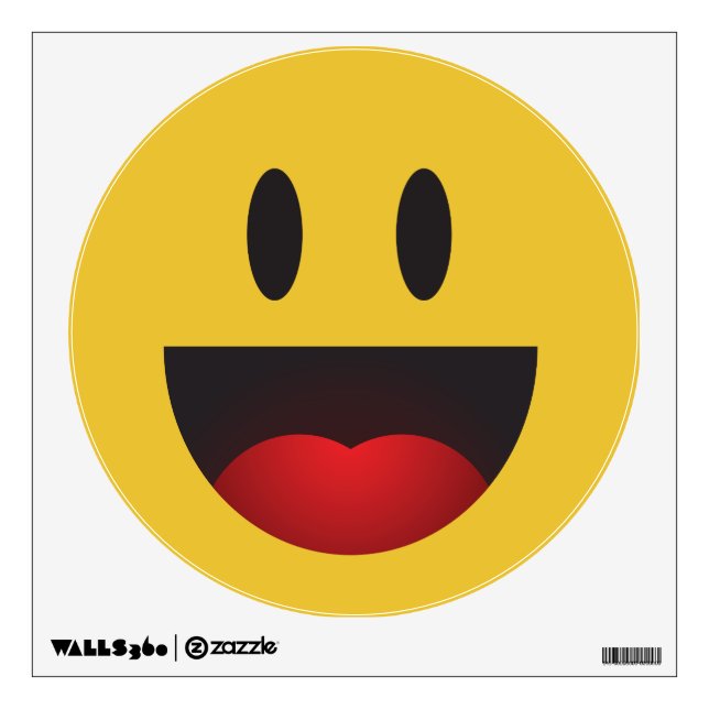 Cute and Funny Laughing Yah emoji Wall Decal (Front)