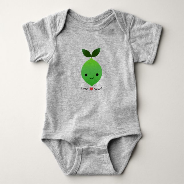 Cute and Funny Lime Yours Kawaii Lime Baby Bodysuit (Front)