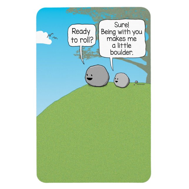 Cute and Funny Little Boulder Ready to Roll Square Magnet (Vertical)