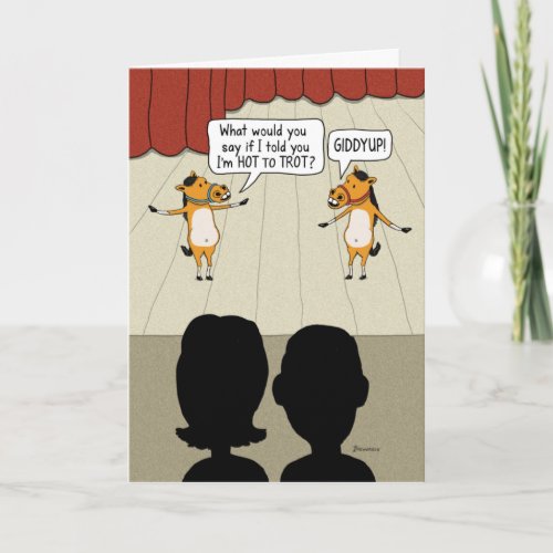 Cute and Funny Little Horse Play Happy Anniversary Card