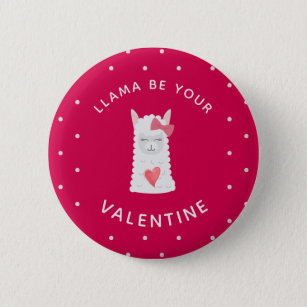 Cute and Funny LLama Valentine's Day Button