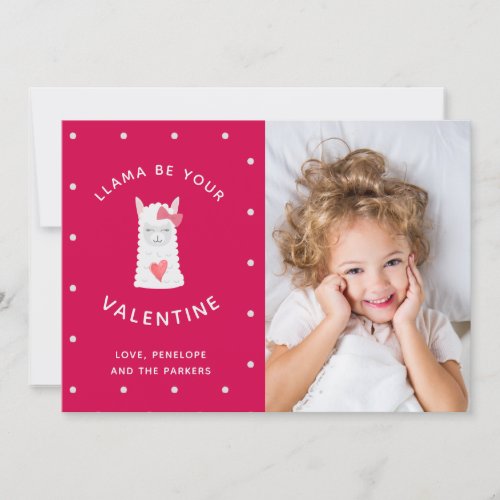 Cute and Funny LLama Valentines Day with Photo Holiday Card