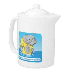 Cute and Funny Manatee in a Tea Tee Teapot