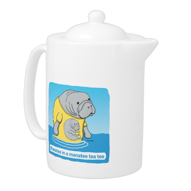 Cute and Funny Manatee in a Tea Tee Teapot (Left)
