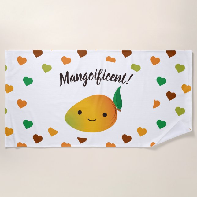Cute and Funny  Mangoificent Mango Beach Towel (Front)