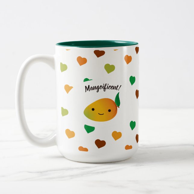 Cute and Funny  Mangoificent Mango Two-Tone Coffee Mug (Left)