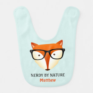 Cute and Funny Nerd Fox Baby Bib