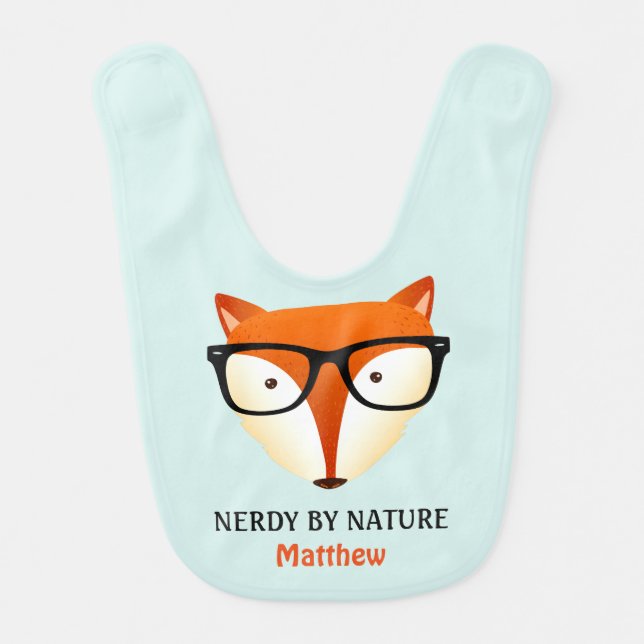Cute and Funny Nerd Fox Baby Bib (Front)