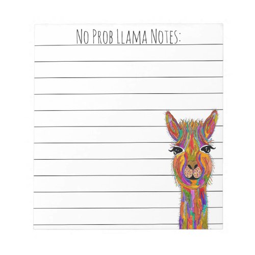 Cute and Funny No Prob Llama Notepad