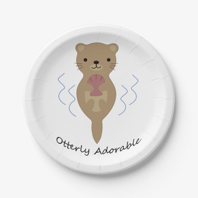 Cute and Funny Otterly Adorable Otter Paper Plates (Front)
