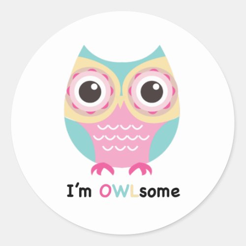 Cute and funny Owl cartoon Classic Round Sticker