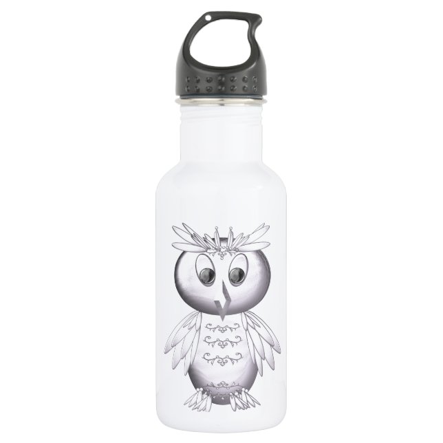 cute and funny owl pattern water bottle (Front)