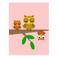 cute and funny owls postcard