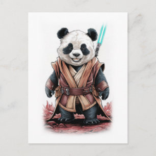 Cute and Funny Panda Design on a White Holiday Postcard